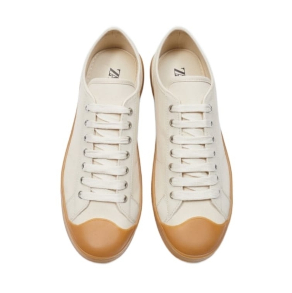 ZARA CONTRAST SNEAKERS BEIGE | 2215/820 SIZE 12 28.9 Cm Eur45 - Picture 1 of 5
